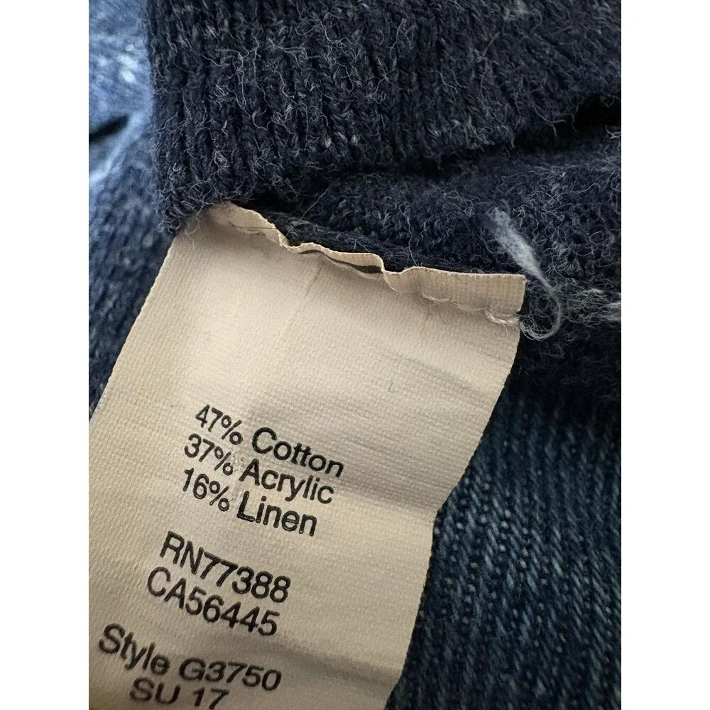 J.CREW Sweater Mens XL Blue Lightweight Cotton Acrylic Linen Crew Neck Pullover